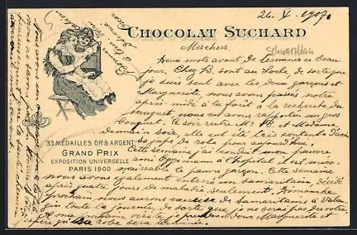 AK Cacao Suchard, Exposition universelle Paris 1900, Reklame für Schokolade