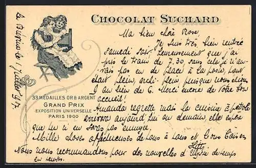 AK Cacao Suchard, Exposition universelle Paris 1900, Reklame für Schokolade