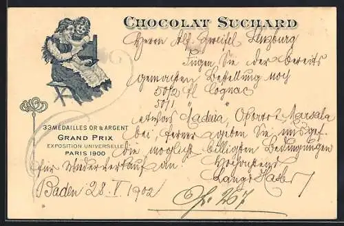 AK Cacao Suchard, Reklame für Schokolade, Exposition Universelle Paris 1900