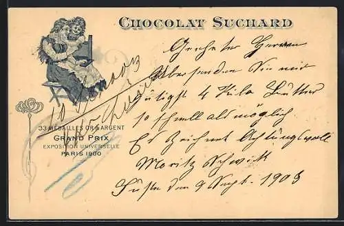 AK Cacao Suchard, Reklame für Schokolade, Exposition Universelle Paris 1900