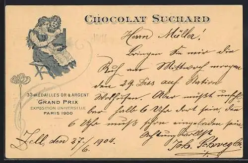 AK Cacao Suchard, Reklame für Schokolade, Exposition Universelle Paris 1900