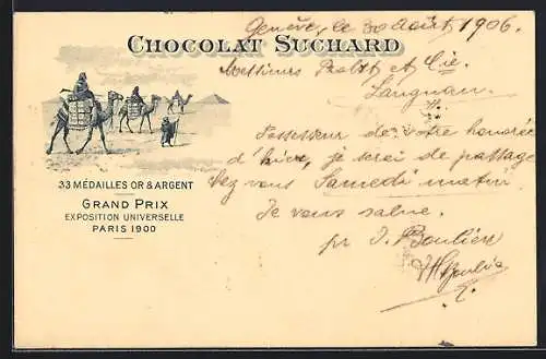 AK Cacao Suchard, Exposition universelle Paris 1900, Reklame für Kakao