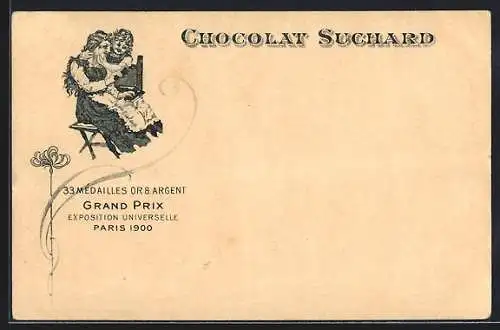 Lithographie Mutter und Tochter mit Chocolat Suchard