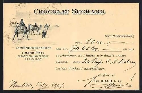 Lithographie Eine Karawane transportiert Chocolart Suchard