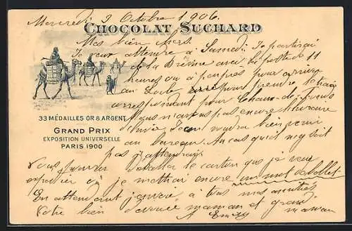 Lithographie Karawanentransport von Chocolat Suchard