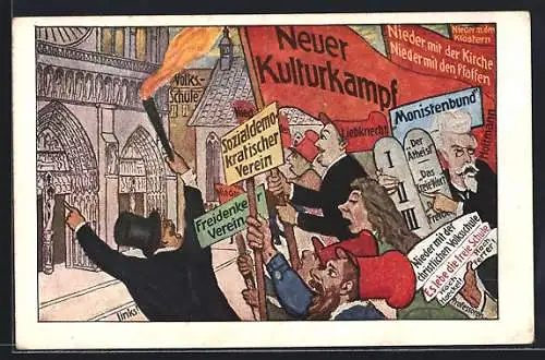 Künstler-AK Demonstration der Arbeiterbewegung, Neuer Kulturkampf