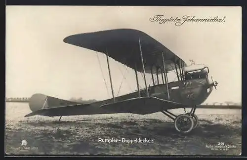 AK Flugplatz Johannisthal, Rumpler-Doppeldecker, Sanke-Nr. 260