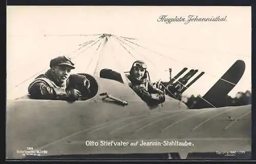 Foto-AK Sanke Nr. 186: Berlin-Johannisthal, Flugplatz, Otto Stiefvater auf Jeannin-Stahltaube