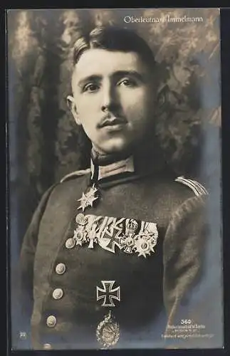 Foto-AK Sanke Nr. 360, Portrait Leutnant Max Immelmann in Uniform