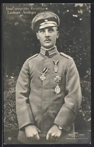 Foto-AK Sanke Nr. 565: Leutnant Anslinger mit Eisernem Kreuz