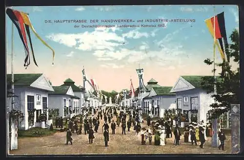 AK Komotau, Deutschböhmische Landesschau 1913, Die Hauptstrasse der Handwerkerabteilung