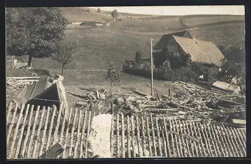 AK Dessendorf, Dammbruchkatastrophe 1916, Wiese neben dem Gasthaus Karl Herold