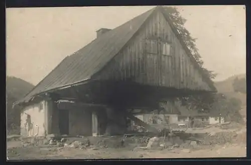 AK Dessendorf, Halbzerstörtes Haus, Hochwasser