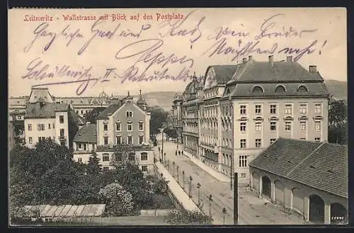 AK Leitmeritz, Wallstrasse mit Blick auf den Postplatz