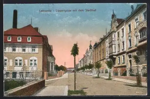 AK Leitmeritz / Litomerice, Lippertgasse mit dem Stadtbad