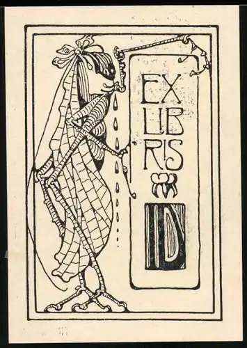 Exlibris Blanko, riesige Heuschrecke