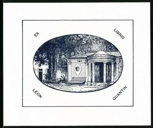 Exlibris Leon Quantin, Gartenhaus mit Pavillon-Vorbau