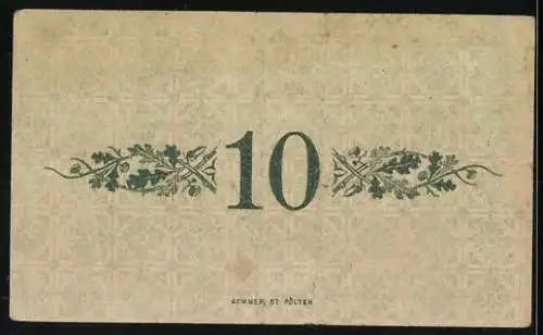 Notgeld Ober-Grafendorf 1920, 10 Heller, Kirche und Landschaft, florales Muster