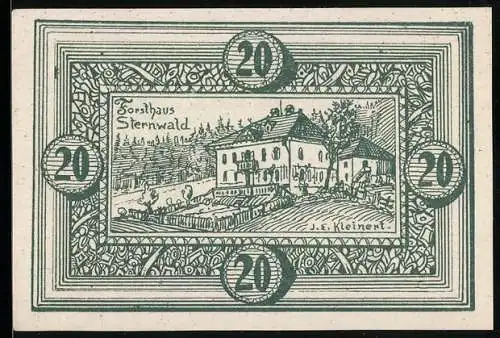 Notgeld Oberweissenbach 1920, 20 Heller, Forsthaus Sternwald