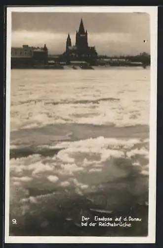 AK Wien, Der Eisstoss auf der Donau bei der Reichsbrücke