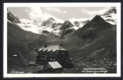 AK Westfahlenhaus, Berghütte mit Längentaler Gletscher