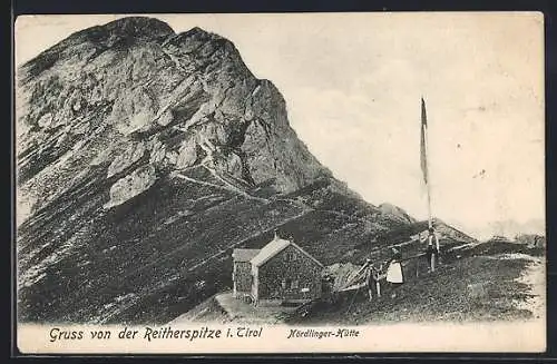 AK Nördlinger-Hütte, Ansicht mit Reitherspitze