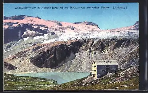 AK Rudolfshütte am Weissee, Ansicht mit See u. hohen Tauern