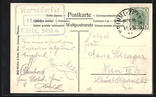 AK Warnsdorferhütte, Panorama mit Blick ins Schneefeld