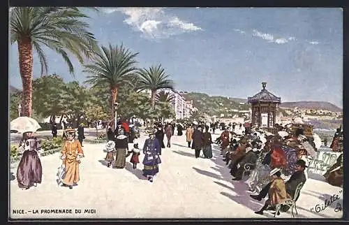 Künstler-AK Nice, La Promenade du midi