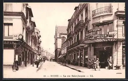 AK Reims, La rue Saint-Jacques