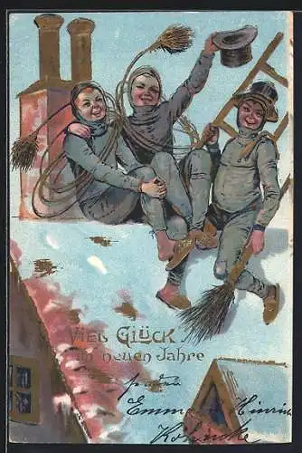 AK Viel Glück im neuen Jahre, Lustige Schornsteinfeger