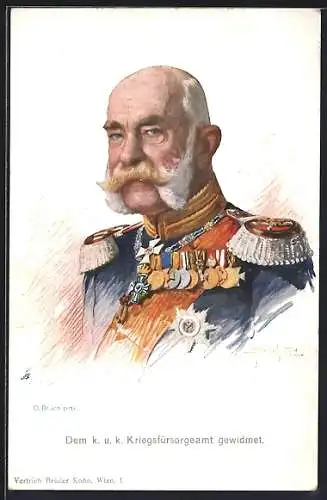 AK Portrait von Kaiser Franz Josef I. von Österreich mit Orden an der Brust