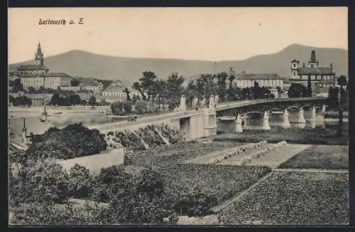 AK Leitmeritz a. E., Partie an der Brücke