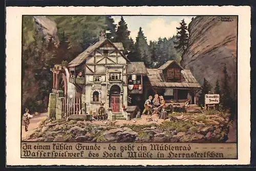 AK Herrnskretschen-Hrensko, an der Mühle