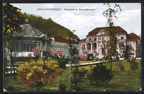 AK Teplitz-Schönau, Steinbad m. Emanatorium