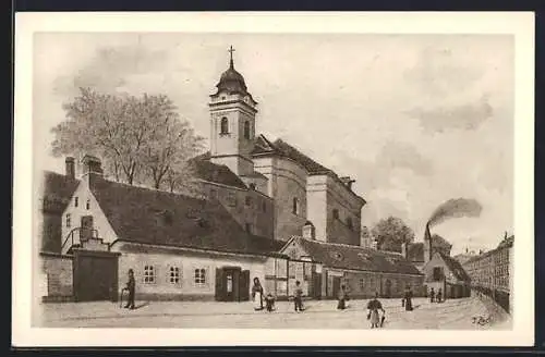 AK Wien, Erdbergstrasse mit Pfarrkirche St. Peter und Paul