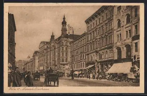 AK Wien VI, Kutschen in der Mariahilferstrasse