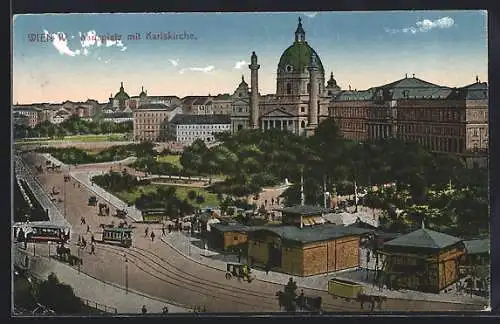 AK Wien, Karlsplatz mit Karlskirche