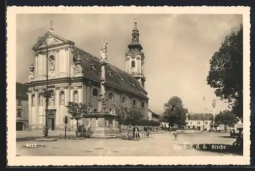 AK Bruck a. d. L., Kirche und Mariensäule