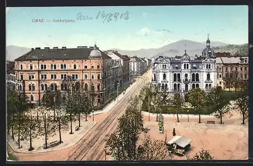 AK Graz, Gleidorfplatz, Litfasssäule