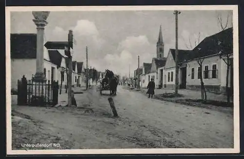 AK Unterpullendorf ND, Strassenpartie mit Pferdefuhrwerk