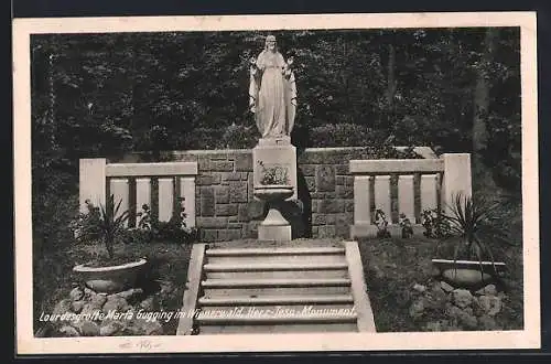 AK Maria-Gugging, Lourdes-Grotte - Herz-Jesu-Monument