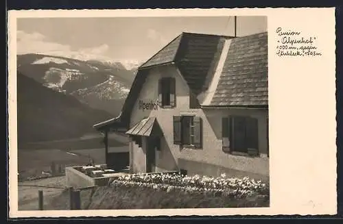 AK Steinhaus am Semmering, Pension Alpenhof gegen Stuhleck