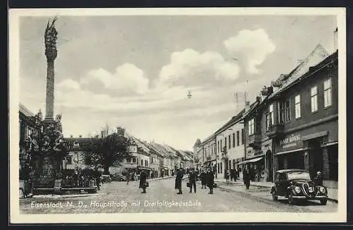 AK Eisenstadt, N. D., Hauptstrasse mit Dreifaltigkeitssäule