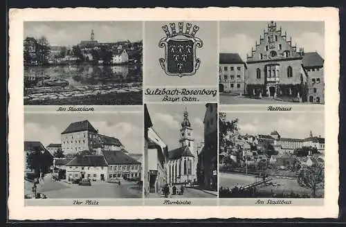 AK Sulzbach-Rosenberg, Am Stadtpark, Rathaus, 21er Platz