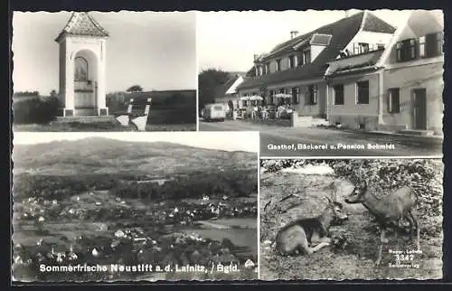 AK Neustift an der Lafnitz, Kapelle, Gasthof, Bäckerei u. Pension Schmidt