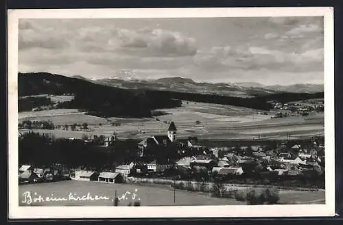 AK Böheimkirchen, Gesamtansicht mit Bergpanorama