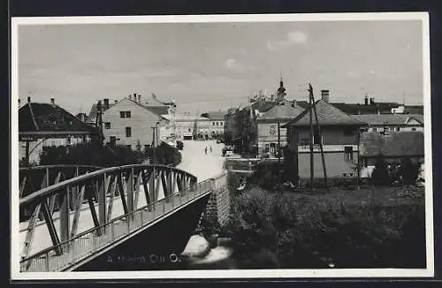 AK Altheim /Ob. Ö., Strassenpartie mit Brücke