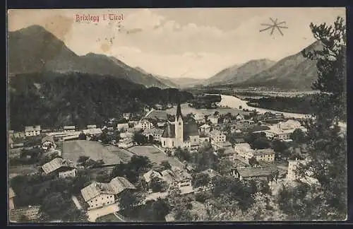 AK Brixlegg / Tirol, Ortspanorama mit Kirche aus der Vogelschau