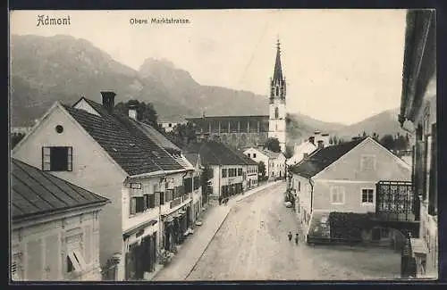 AK Admont, Obere Marktstrasse mit Kirche aus der Vogelschau